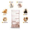 5 Level Rabbit Cat Ferret Cage Hutch Crate Metal Guinea Pigs House Kennel with Cat Door Wheels