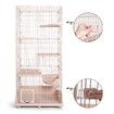 5 Level Rabbit Cat Ferret Cage Hutch Crate Metal Guinea Pigs House Kennel with Cat Door Wheels