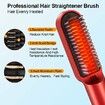 USB Cordless Hair Straightener Comb Ceramic Hair Straightener Brush Travel Portable Chargeable Hair Curler - Red
