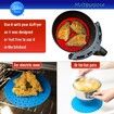 23cm Red Round Reusable Silicone Air Fryer Liners with Air Fryer Magnetic Cheat Sheet - (3pack)