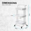 Trolley Cart Storage Utility Rack Shelf Organiser Swivel Kitchen 2 Tier WHITE