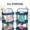 Trolley Cart Storage Utility Rack Shelf Organiser Swivel Kitchen 3 Tier BLUE