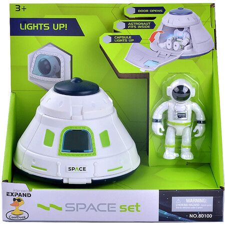 Space Capsule Toys with Lights and Openable Door and Astronaut Figure Toy for Interstellar Mission Adventure