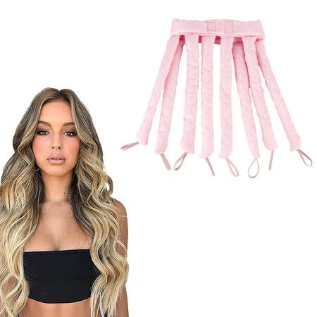 Octopus Curler Heatless Headband,Heatless Hair Curler with Octopus Satin Design for Long Hair(Pink)