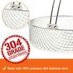 Air Fryer Basket, Steamer Basket, 304 Stainless Steel Mesh Basket for Air Fryer, Air Fryer Accessory 8 inch Basket with Handle