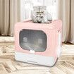Cat Litter Box Top Entry Kitty Enclosed Tray Pet Toilet Large Covered Hooded Furniture Foldable Pink