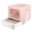 Cat Litter Box Top Entry Kitty Enclosed Tray Pet Toilet Large Covered Hooded Furniture Foldable Pink