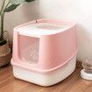 Cat Litter Box Kitty Tray Large Pet Toilet Hooded Covered Enclosed Top Entry Furniture Pink