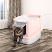 Cat Litter Box Kitty Tray Large Pet Toilet Hooded Covered Enclosed Top Entry Furniture Pink