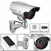 Solar Power Dummy Security Camera Fake LED Blink Light Outdoor Surveillance CCTV Silver