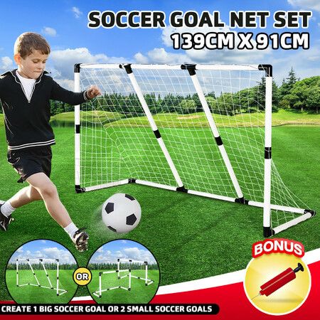 Portable Soccer Goal Nets 2-in-1 Mini Football Backyard Goals Set Easy  Assembly for Kids