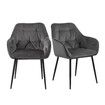 Dining Chairs Kitchen Office Room Seat Upholstered Velvet Soft Fabric Mid Century Modern Grey Set of 2
