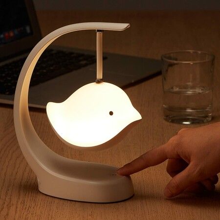 Bluetooth Speaker Bird Shaped Lamp LED Light, Kawaii Room Desk Color Changing Decor, Portable Rechargeable