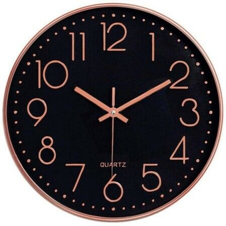 12inch Rose Gold Black Silent Wall Clock for Kitchen, School, Living Room,Bedroom,Office