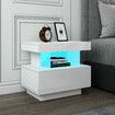 White Nightstand Bedside Table LED Bedroom Drawer Cabinet Storage Modern High Floss Front