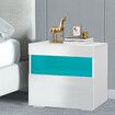 Beside Table LED Lighted Bedroom Nightstand Storage Cabinet High Gloss Front White