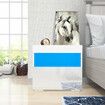 Beside Table LED Lighted Bedroom Nightstand Storage Cabinet High Gloss Front White