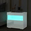 Beside Table LED Lighted Bedroom Nightstand Storage Cabinet High Gloss Front White