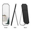 Hexagonal Full Length Mirror Free Standing Floor Vanity Dressing Foldable Stand Metal Frame Black