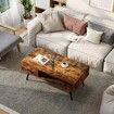 Rustic Coffee Table Sofa Side TV Cabinet Stand Rectangular for Cocktail Living Room 1 Drawer Open Storage Shelf 