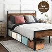 Queen Size Bed Frame Base Platform with Wooden Headboard Metal Slats Under Bed Storage