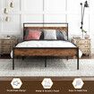 Queen Size Bed Frame Base Platform with Wooden Headboard Metal Slats Under Bed Storage