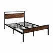 Queen Size Bed Frame Base Platform with Wooden Headboard Metal Slats Under Bed Storage