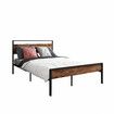 Queen Size Bed Frame Base Platform with Wooden Headboard Metal Slats Under Bed Storage