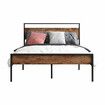 Queen Size Bed Frame Base Platform with Wooden Headboard Metal Slats Under Bed Storage