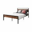 Queen Size Bed Frame Base Platform with Wooden Headboard Metal Slats Under Bed Storage