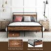 Queen Size Bed Frame Base Platform with Wooden Headboard Metal Slats Under Bed Storage