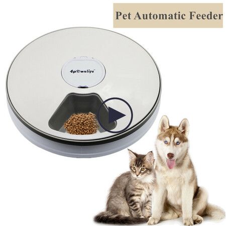 Automatic Pet Feeder Timer Food Dispenser Portion Control Detachable Non-slip with Voice Recorder Wet and Dry Food