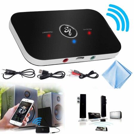 2 in 1 Wireless Bluetooth Transmitter Adapter Compatible with TV, PC, CD, Speaker, iPhone, iPod, Tablets, Car Stereo