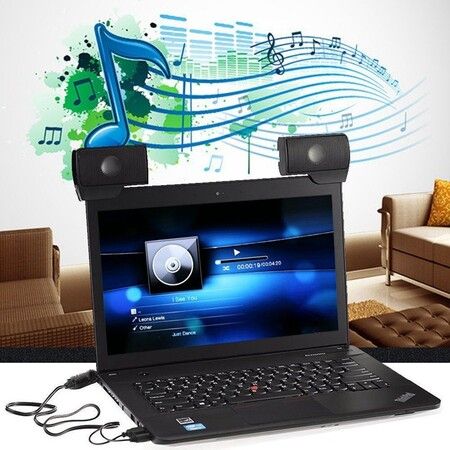 1 Pair Mini Portable Clipon USB Stereo Speakers line Controller Soundbar for Laptop Mp3 Phone Music Player PC with Clip