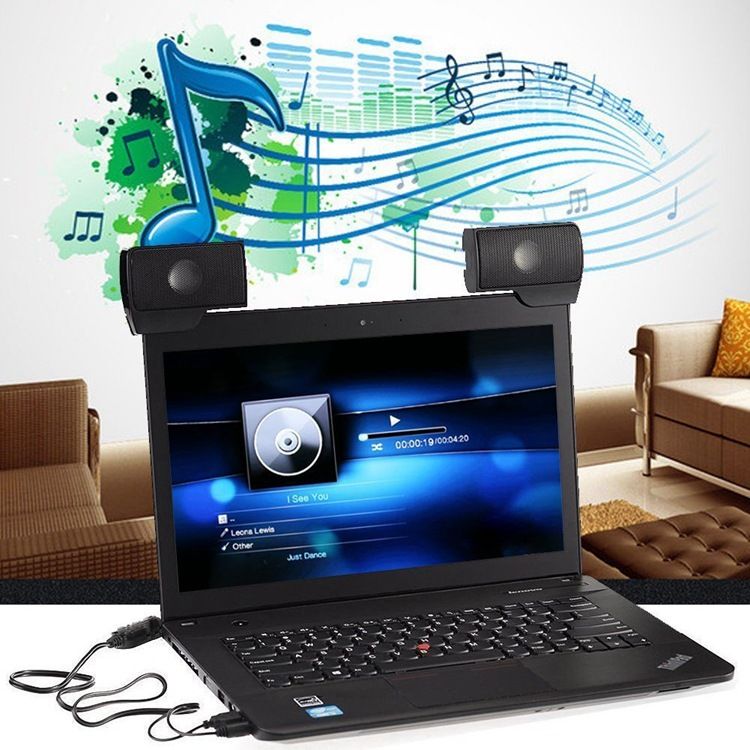 1 Pair Mini Portable Clipon USB Stereo Speakers line Controller Soundbar for Laptop Mp3 Phone Music Player PC with Clip