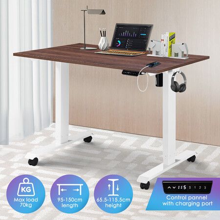 Sit Standing Desk Electric Height Adjustable Motorised Computer Table Ergonomic Home Office Wood Colour
