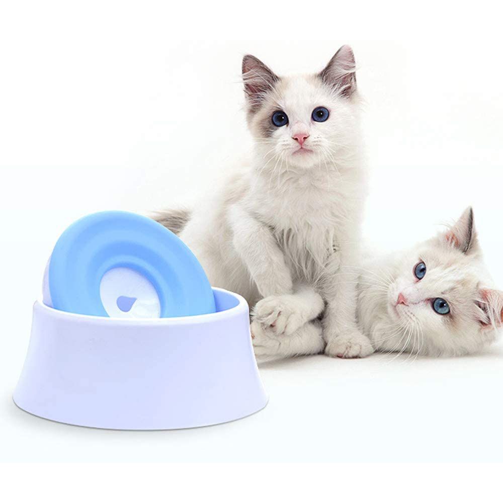 Water Bowl with Spill-Proof Floating Disc, Anti-Overflow, Slow Down Drinking Speed for Pets