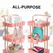 Trolley Cart Storage Utility Rack Shelf Organiser Swivel Kitchen 3 Tier PINK