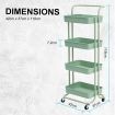 Trolley Cart Storage Utility Rack Shelf Organiser Swivel Kitchen 4 Tier GREEN