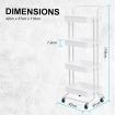 Trolley Cart Storage Utility Rack Shelf Organiser Swivel Kitchen 4 Tier WHITE