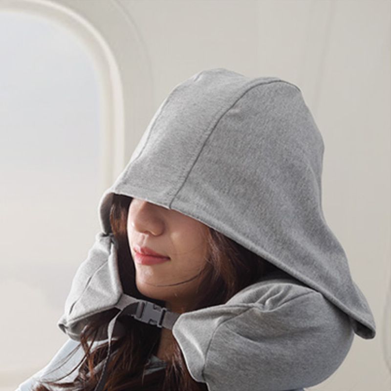Travel Pillow Hooded Neck Chin Support Head Pillow Airplane Car Office Home Rest Sleeping