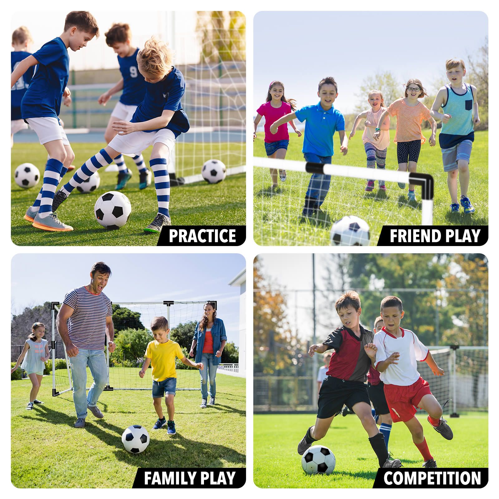 ZENY Portable Pop Up Soccer Goal Set of 2 Foldable Kids Soccer & Football Training Nets w/Carry Bag 2.5 /4 /6 