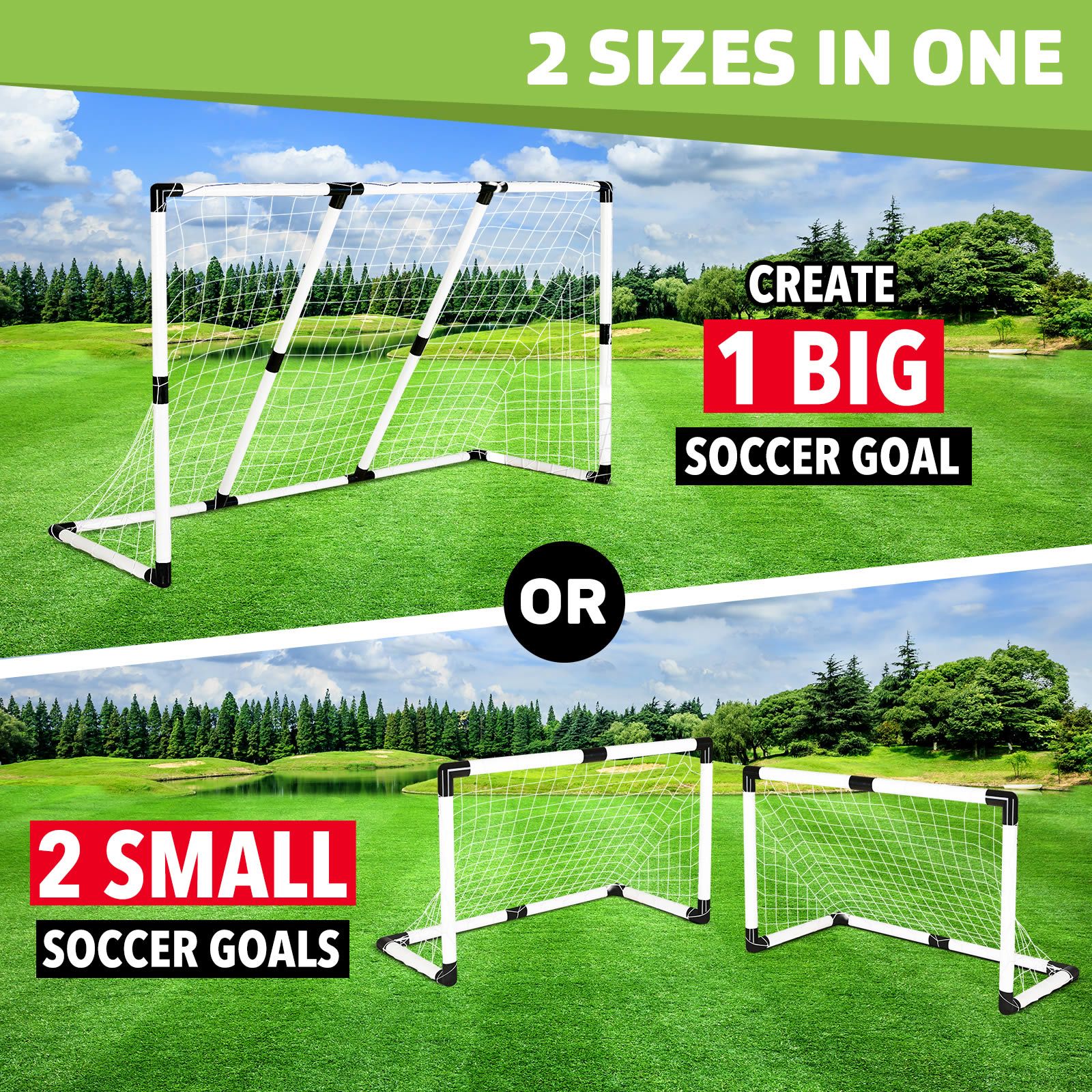 Portable Soccer Goal Nets 2in1 Mini Football Backyard Goals Set Easy