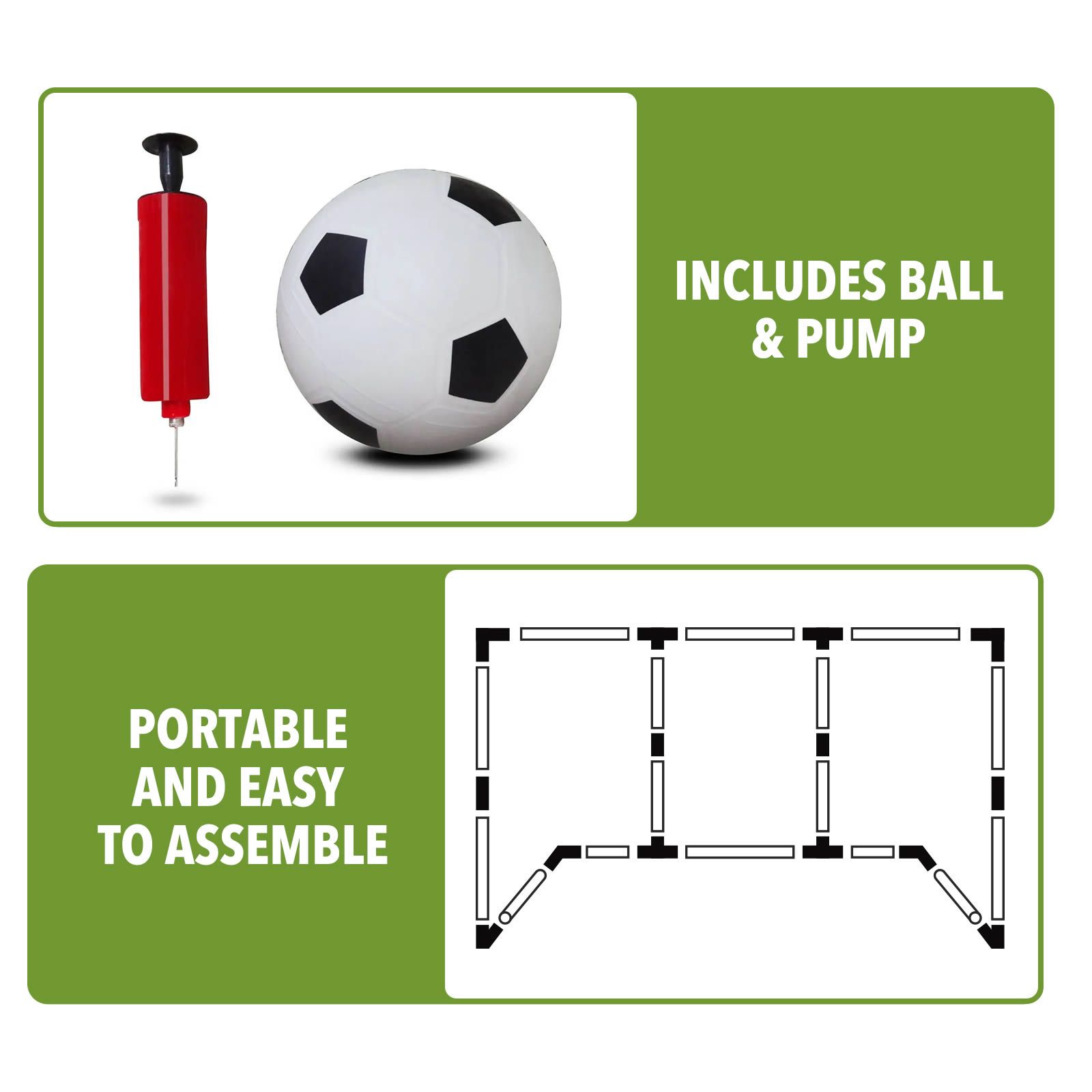Portable Soccer Goal Nets 2in1 Mini Football Backyard Goals Set Easy Assembly for Kids Adult