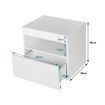 Beside Table LED Lighted Bedroom Nightstand Storage Cabinet High Gloss Front White