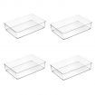 4 Pack Stackable Pantry Organizer Bins,for Kitchen, Freezer, Countertops, Cabinets - Plastic Food Storage Container with Handles for Home and Office 29.8*20*6.2 CM