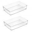 2 Pack Stackable Pantry Organizer Bins,for Kitchen, Freezer, Countertops, Cabinets - Plastic Food Storage Container with Handles for Home and Office 29.8*20*6.2 CM