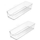 2 Pack Stackable Pantry Organizer Bins,for Kitchen, Freezer, Countertops, Cabinets - Plastic Food Storage Container with Handles for Home and Office 29.4*9.5*6.2CM