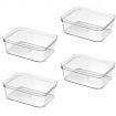 4 Pack Stackable Pantry Organizer Bins,for Kitchen, Freezer, Countertops, Cabinets - Plastic Food Storage Container with Handles for Home and Office 13.5*18.5*6.2CM