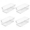 4 Pack Stackable Pantry Organizer Bins,for Kitchen, Freezer, Countertops, Cabinets - Plastic Food Storage Container with Handles for Home and Office 19.6*9.5*6.2CM